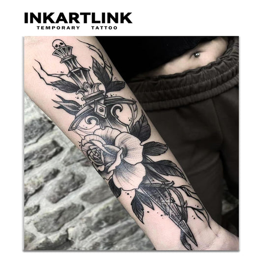INKARTLINK Tattoo Tech flower design closeup showing realistic shading and detail.