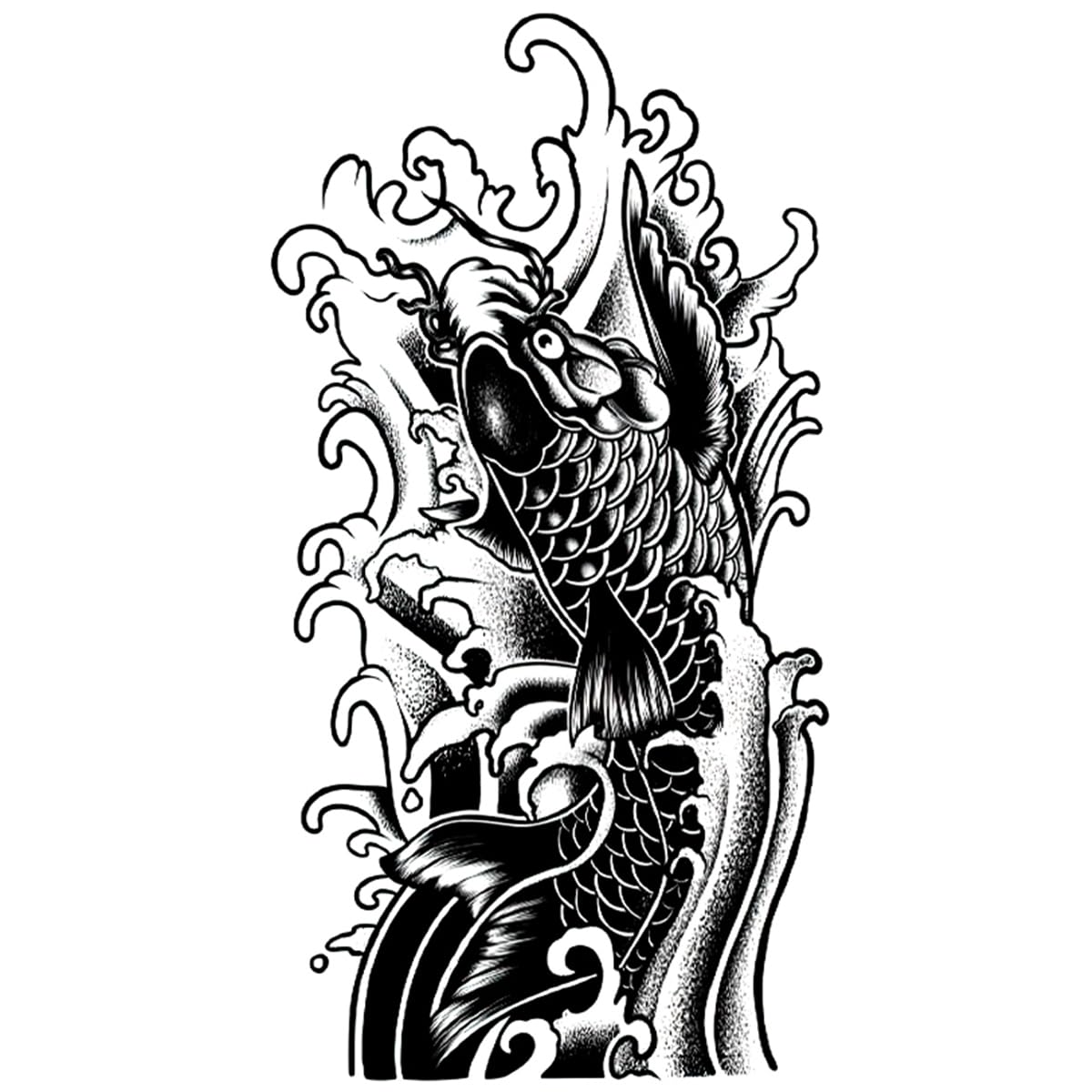 INKARTLINK koi tattoo design, no adhesive needed for clean application.