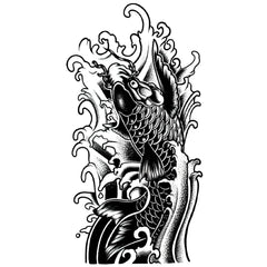 INKARTLINK koi tattoo design, no adhesive needed for clean application.