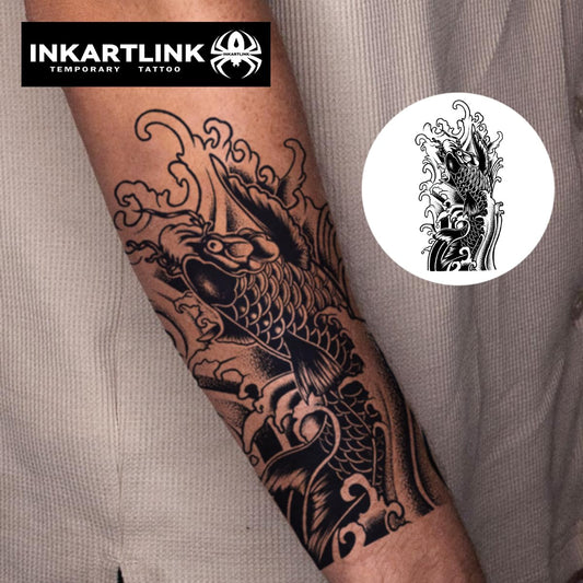 INKARTLINK koi fish design, waterproof temporary tattoo for everyday style.