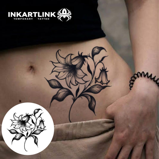INKARTLINK Tattoo Tech Lily Bellflower on wrist with realistic semi-permanent look