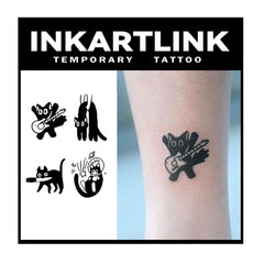 INKARTLINK Little Black Cat tattoo design, water-resistant and long-lasting.