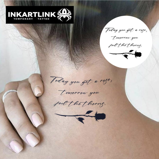 INKARTLINK Tattoo Tech quote detail on skin, durable fashion statement.