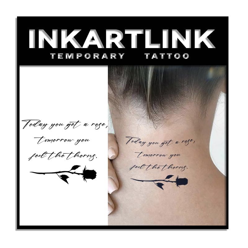 INKARTLINK Tattoo Tech 2 Sheets Semi Permanent Tattoos Rose Quote inkartlink-tattoo-tech-2-sheets-semi-permanent-tattoos-rose-quote