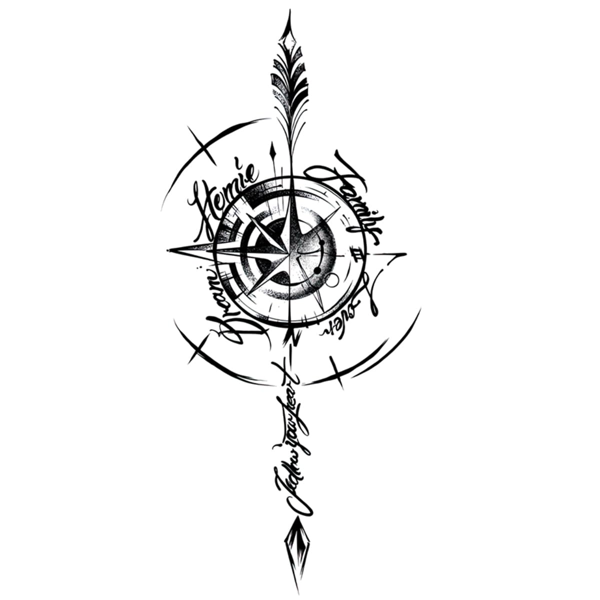 INKARTLINK Tattoo Tech Starlight Design sheet highlights 1-2 week wear under daily activities.