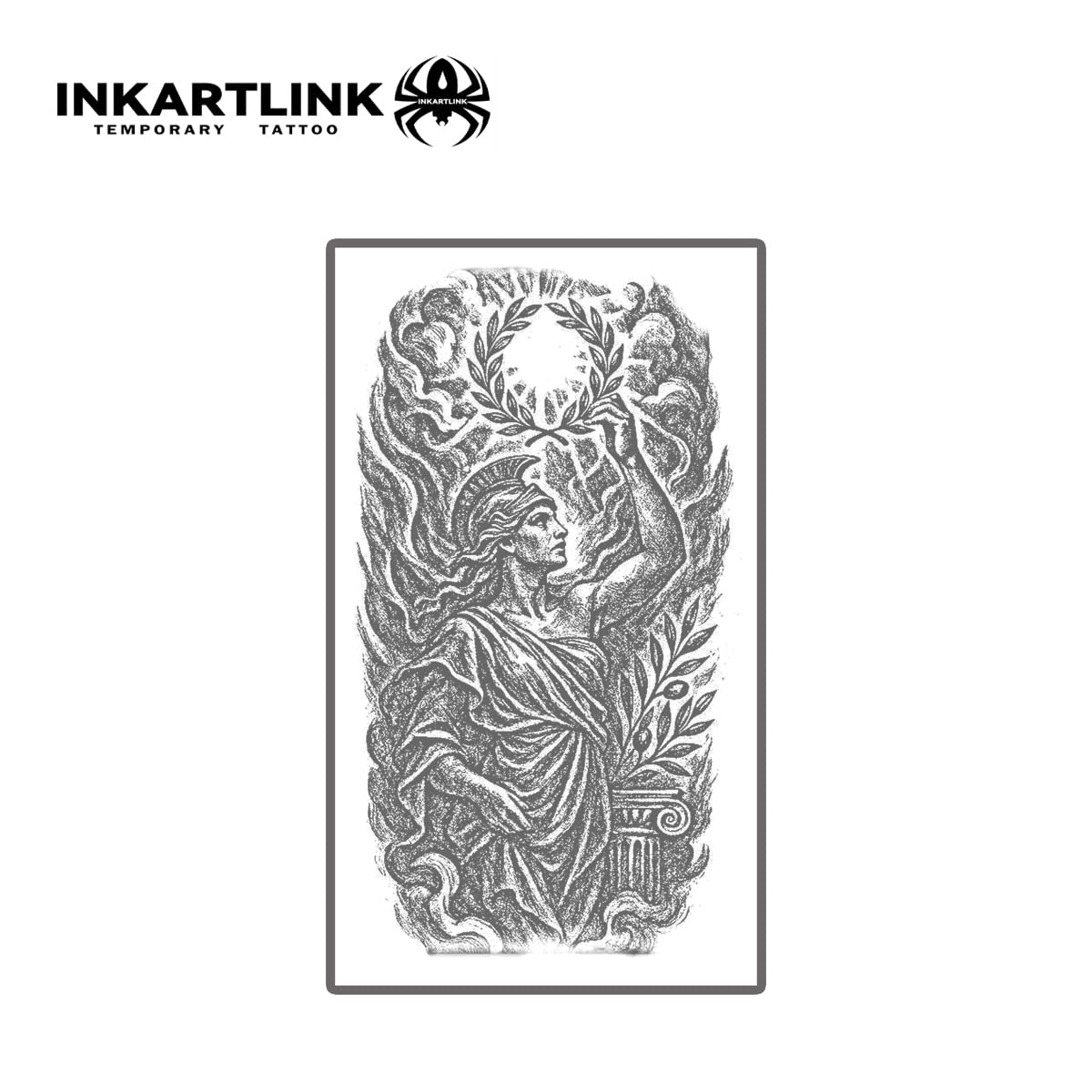 INKARTLINK Tattoo Laurel Bearing Figure close-up demonstrates waterproof wear for daily activities