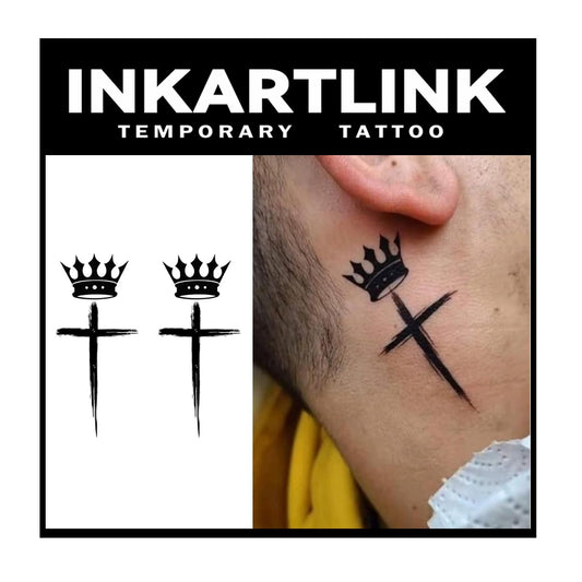 INKARTLINK Crown and Cross sheets with a realistic, long-lasting tattoo design.
