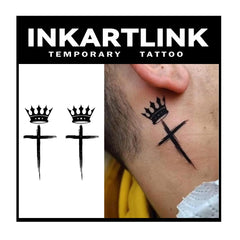 INKARTLINK Crown and Cross sheets with a realistic, long-lasting tattoo design.