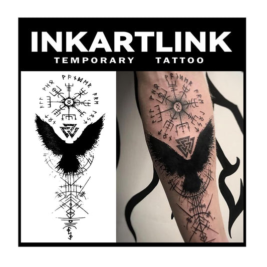 INKARTLINK temporary tattoos two sheets with ancient symbol design for stylish body art.