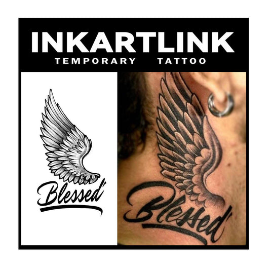 INKARTLINK wing tattoo sheet close-up showing realistic design and long wear