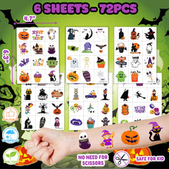 INKSOMOBA Halloween tattoos (72) add instant thrills to trick-or-treat bags.
