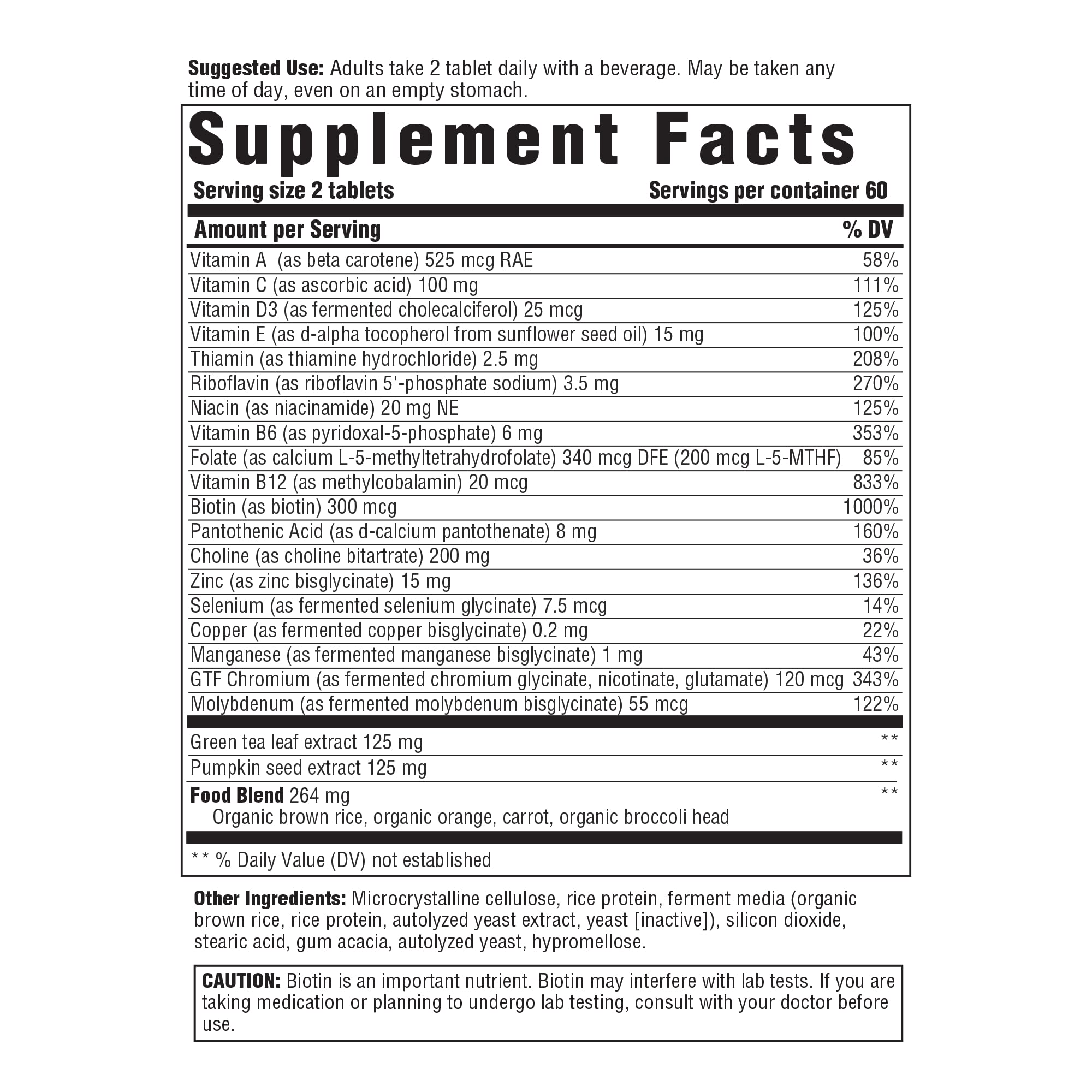 Two tablets daily serving for men 55+ multivitamin