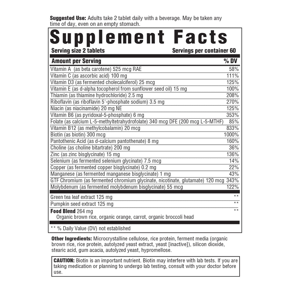 Two tablets daily serving for men 55+ multivitamin