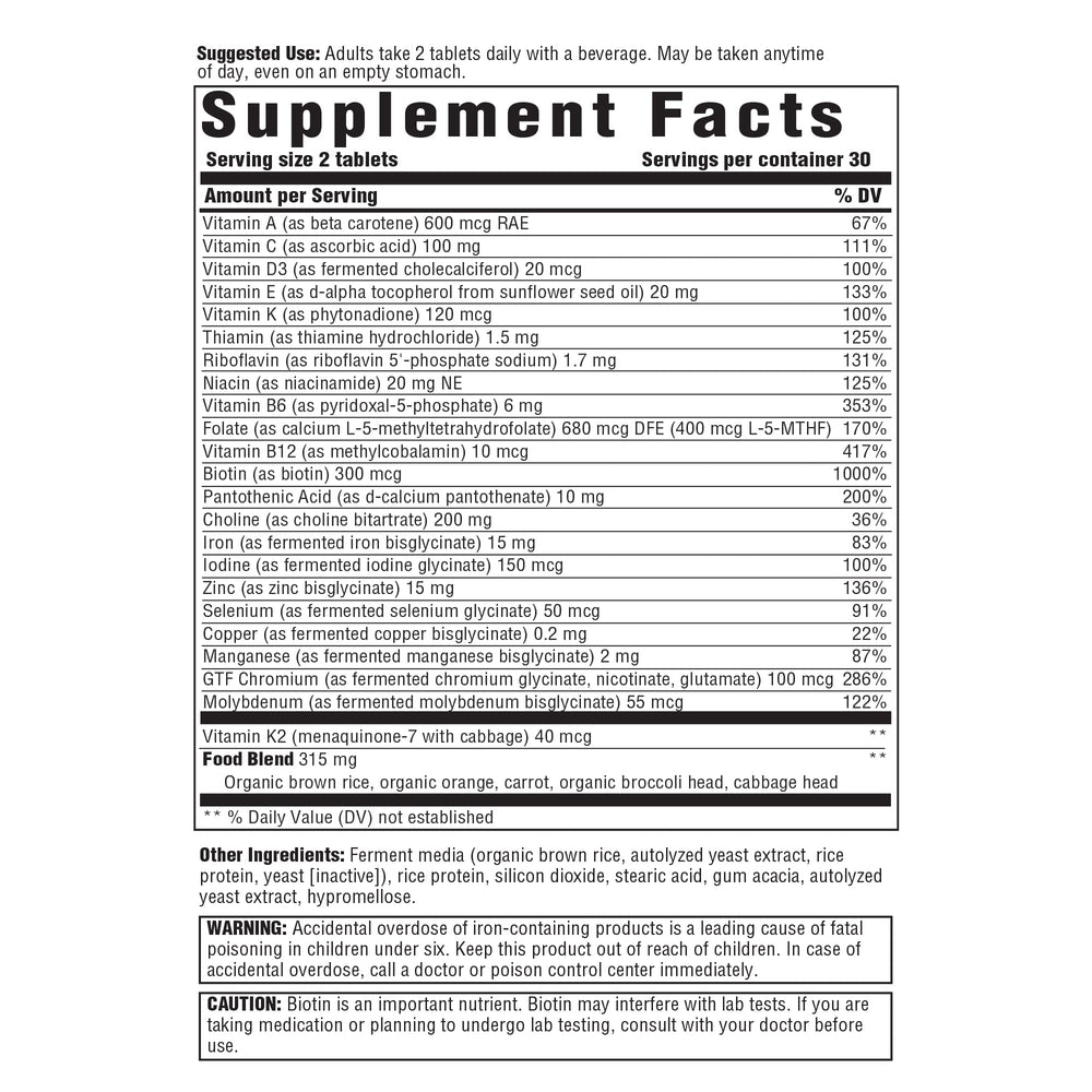 Close-up of Innate Response Formulas Women’s Multivitamin tablets showing shape and color