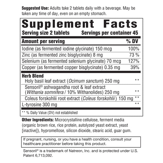 Close-up of product bottle label highlighting vegetarian, gluten-free and non-GMO claims