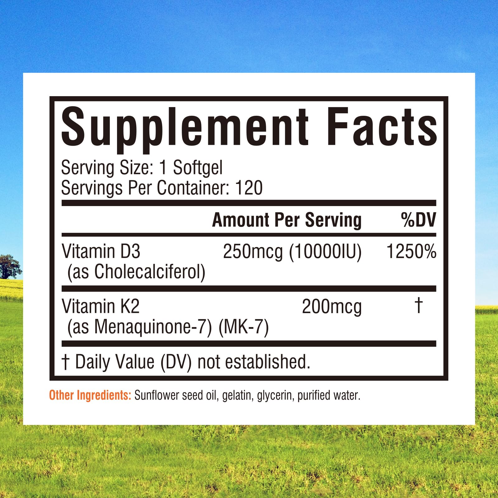 Innate Vitality D3 K2 softgels label and branding