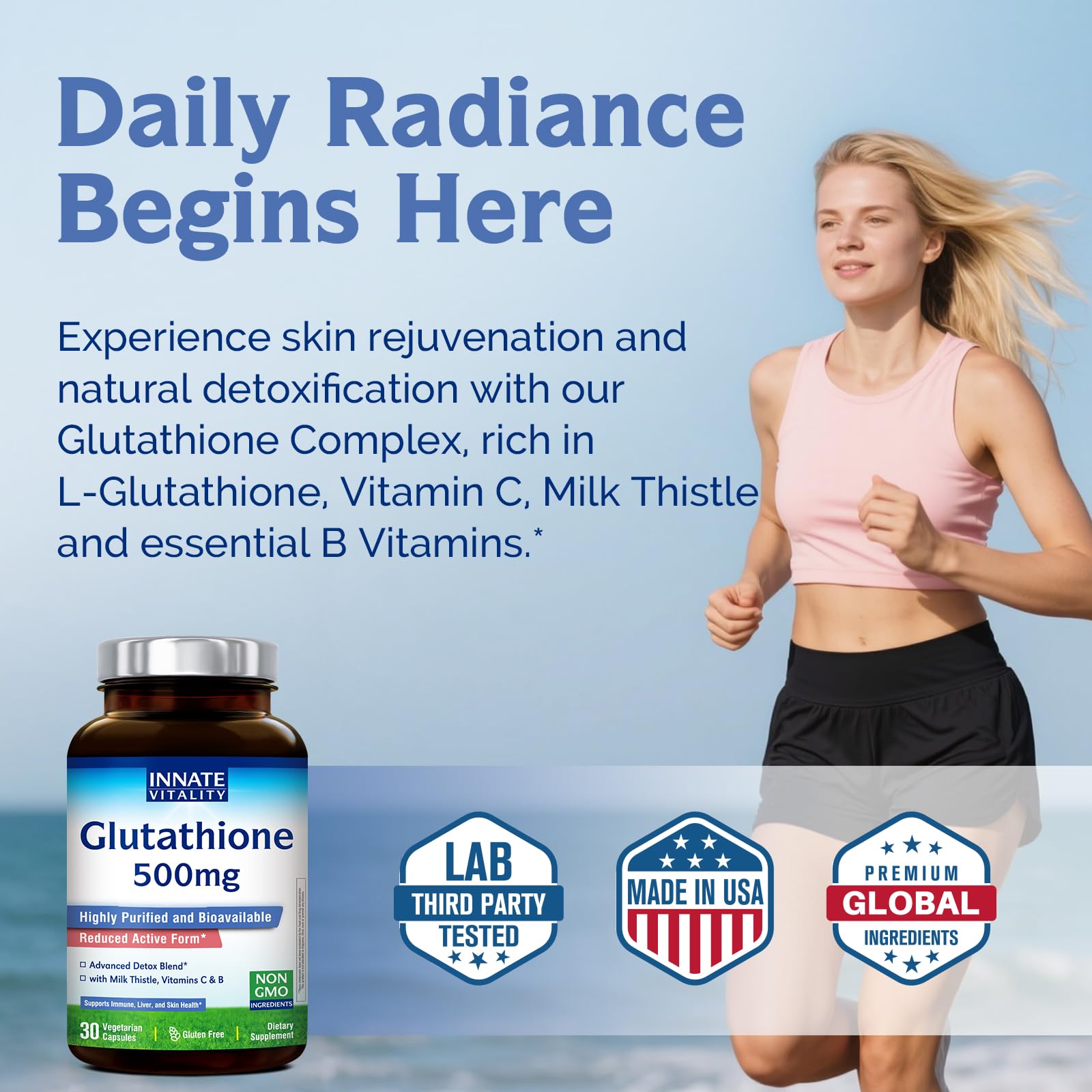 Milk thistle illustration alongside Innate Vitality bottle