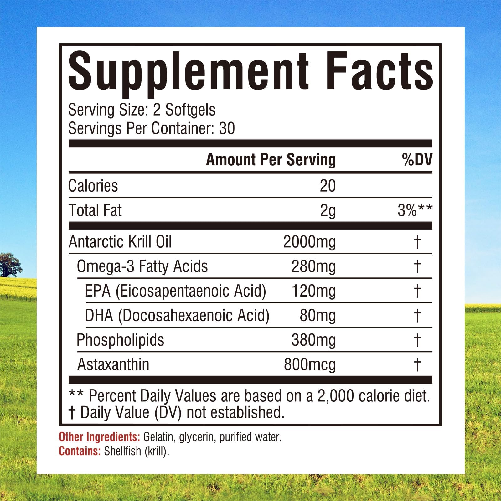 Back panel with supplement facts for Innate Vitality Krill Oil