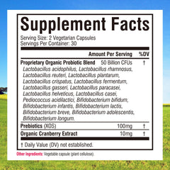 Close-up of label showing 50B CFU and 17 strains