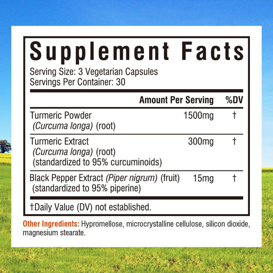Ingredients: turmeric powder and turmeric extract with black pepper
