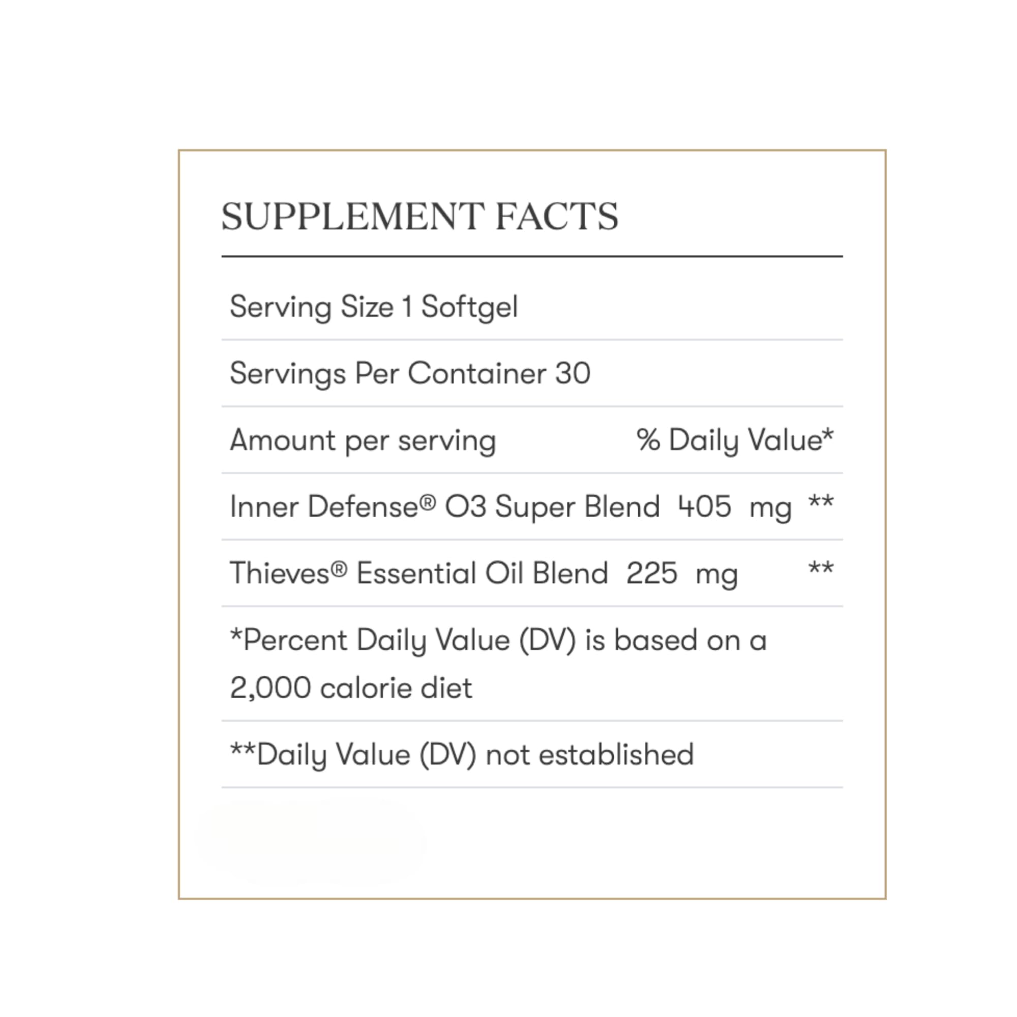 Inner Defense bottle with ingredients illustration