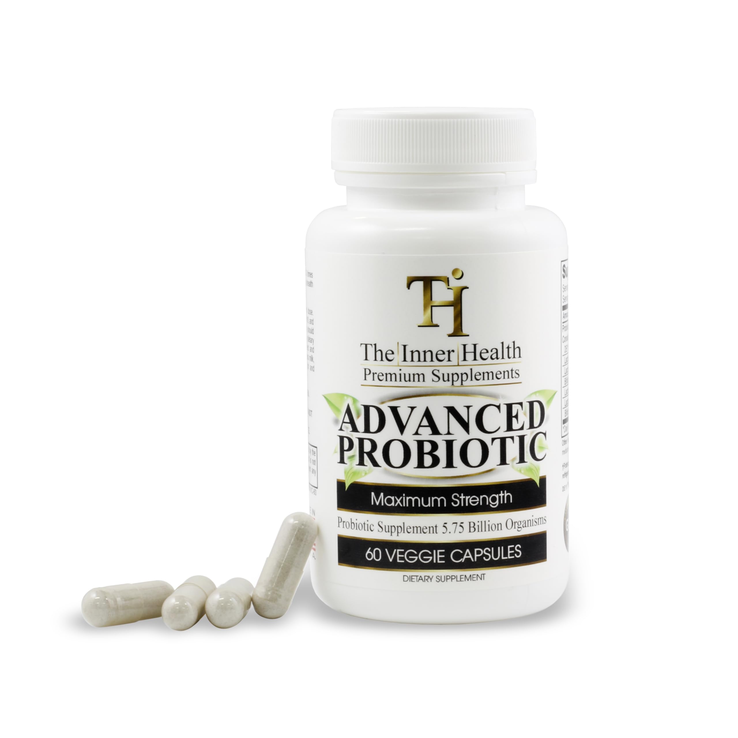 Close-up of bottle label highlighting probiotic strains