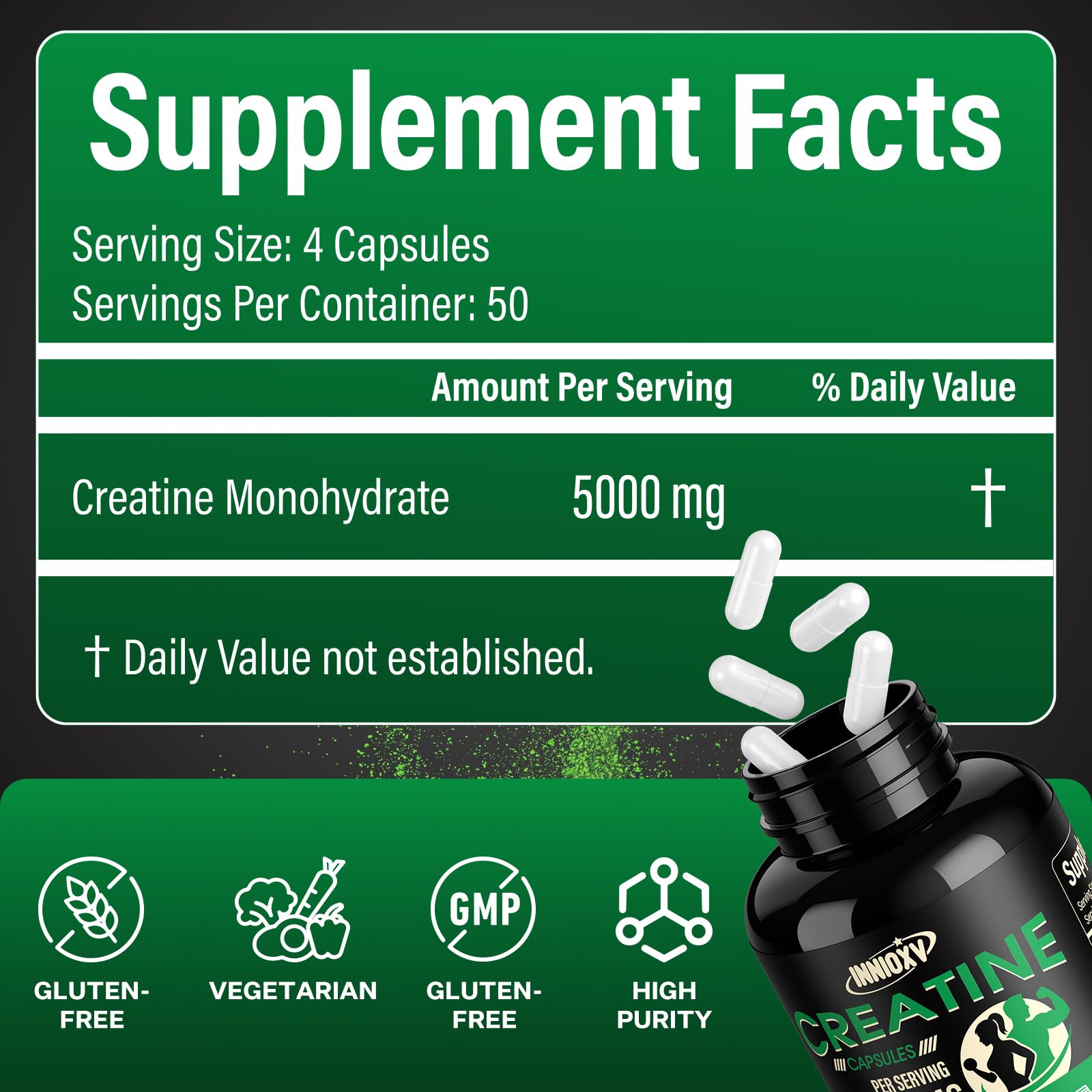 Close-up of INNIOXV 5000mg per serving capsules