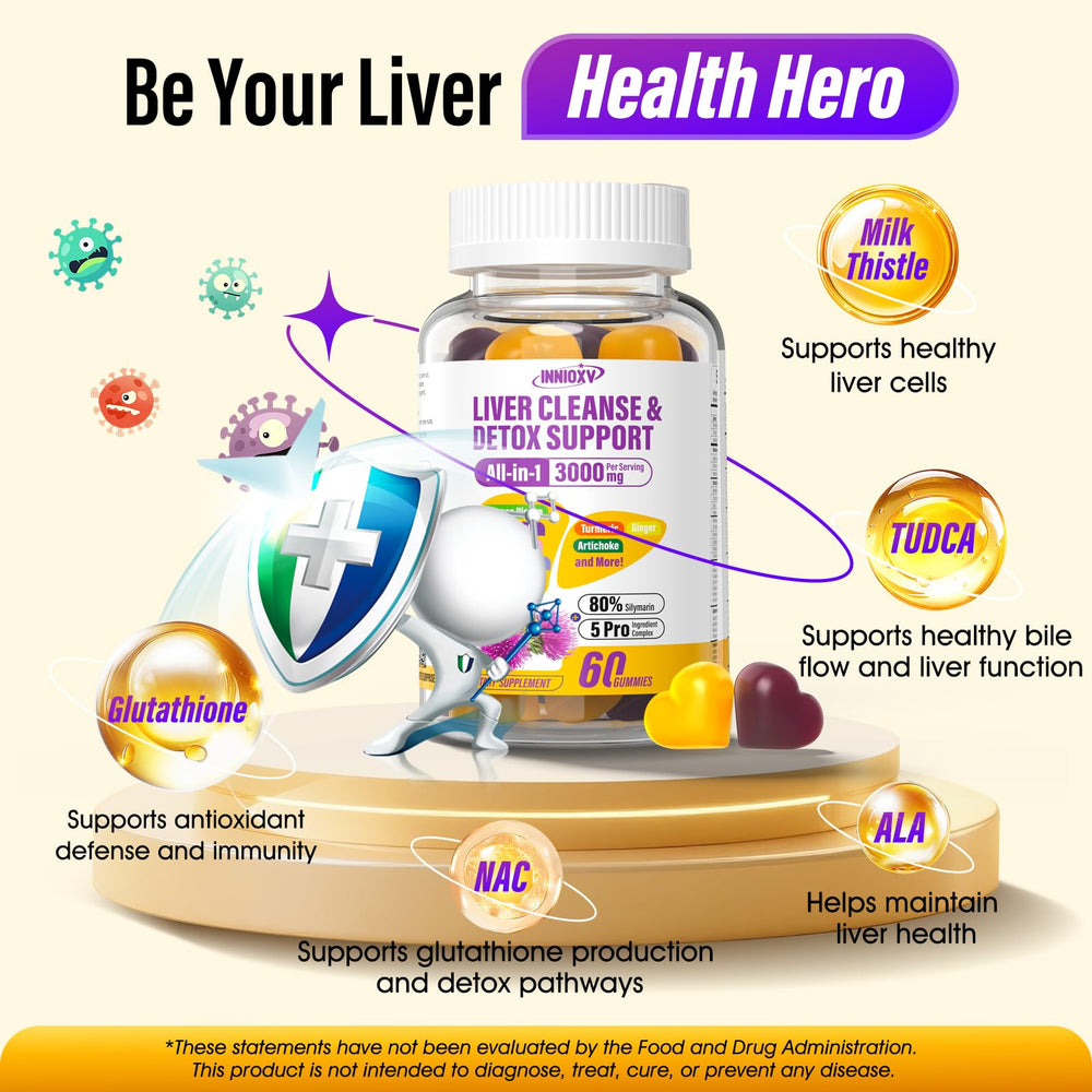 INNIOXV jar with spoon suggests a daily dose for energy and digestion.