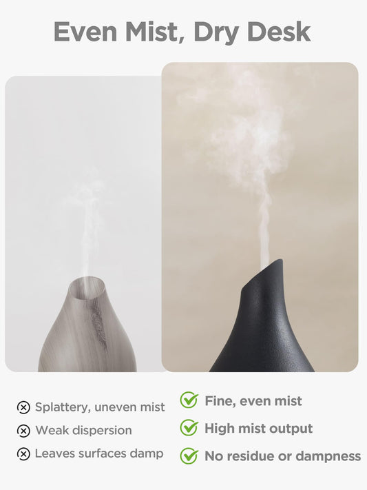 Side view of InnoGear black vase ceramic essential oil diffuser