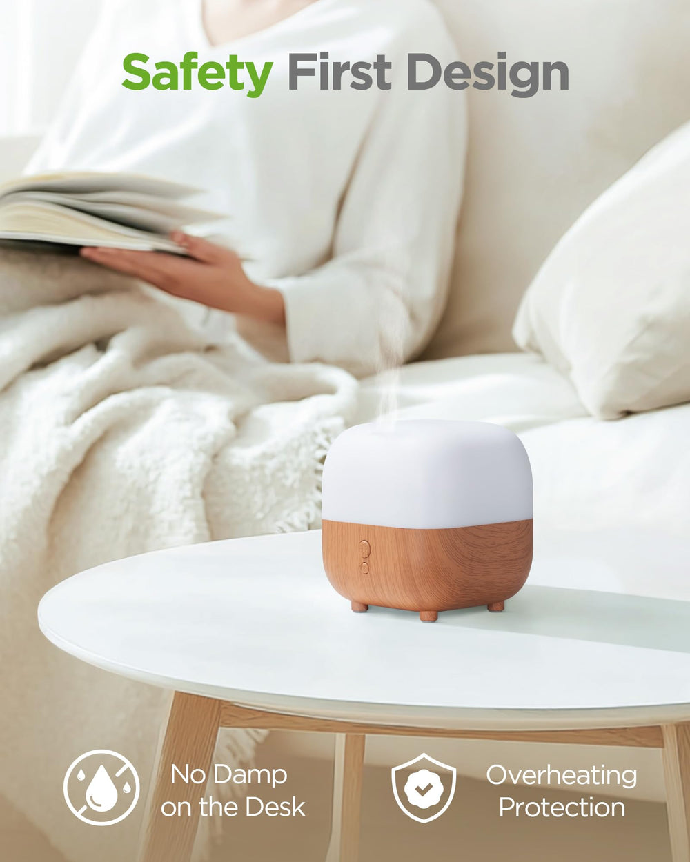 Diffuser operating quietly in a bedroom