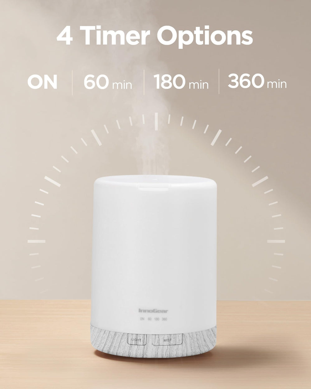 Top view showing timer options on diffuser