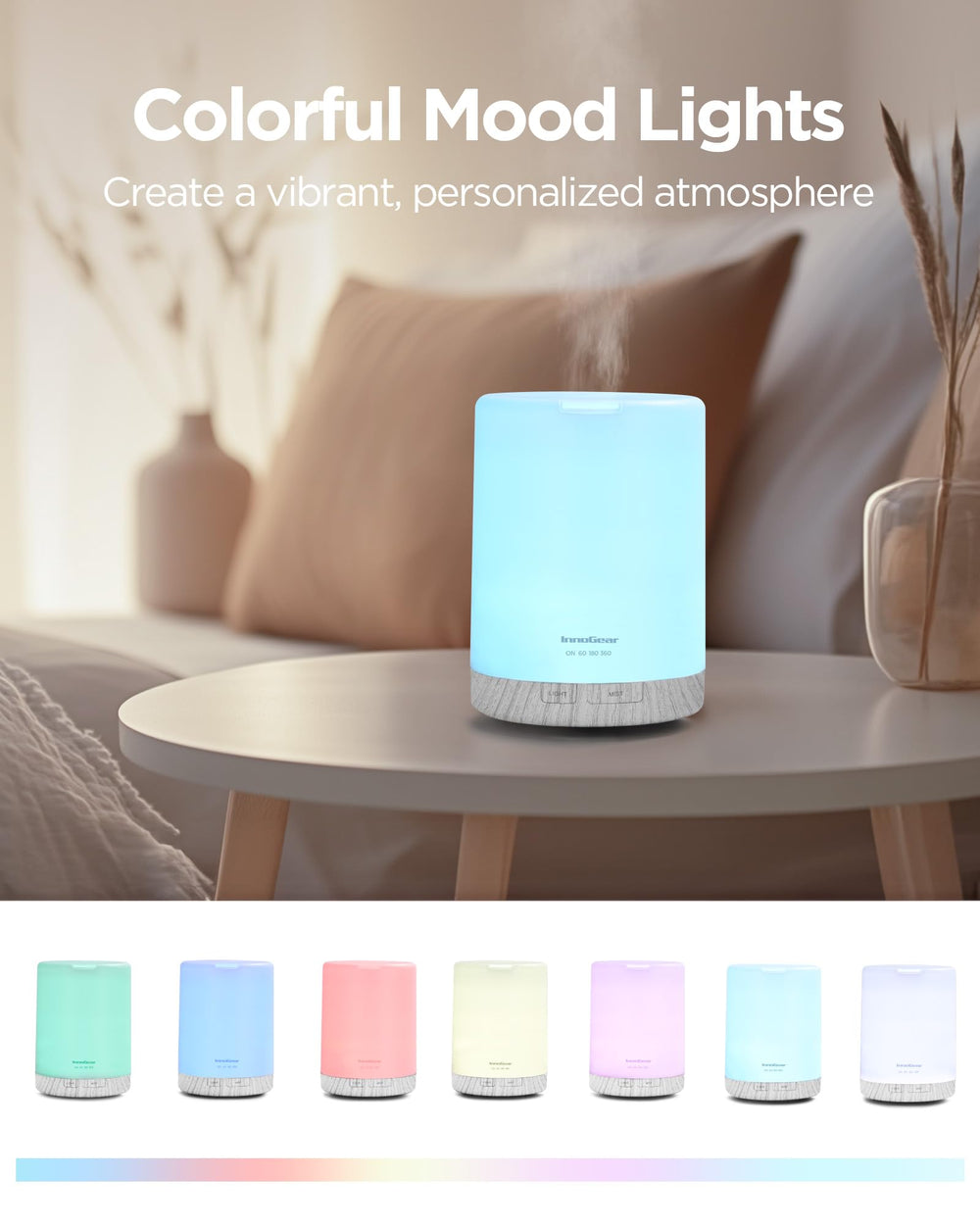 Whisper-quiet operation and 7 LED ambient colors