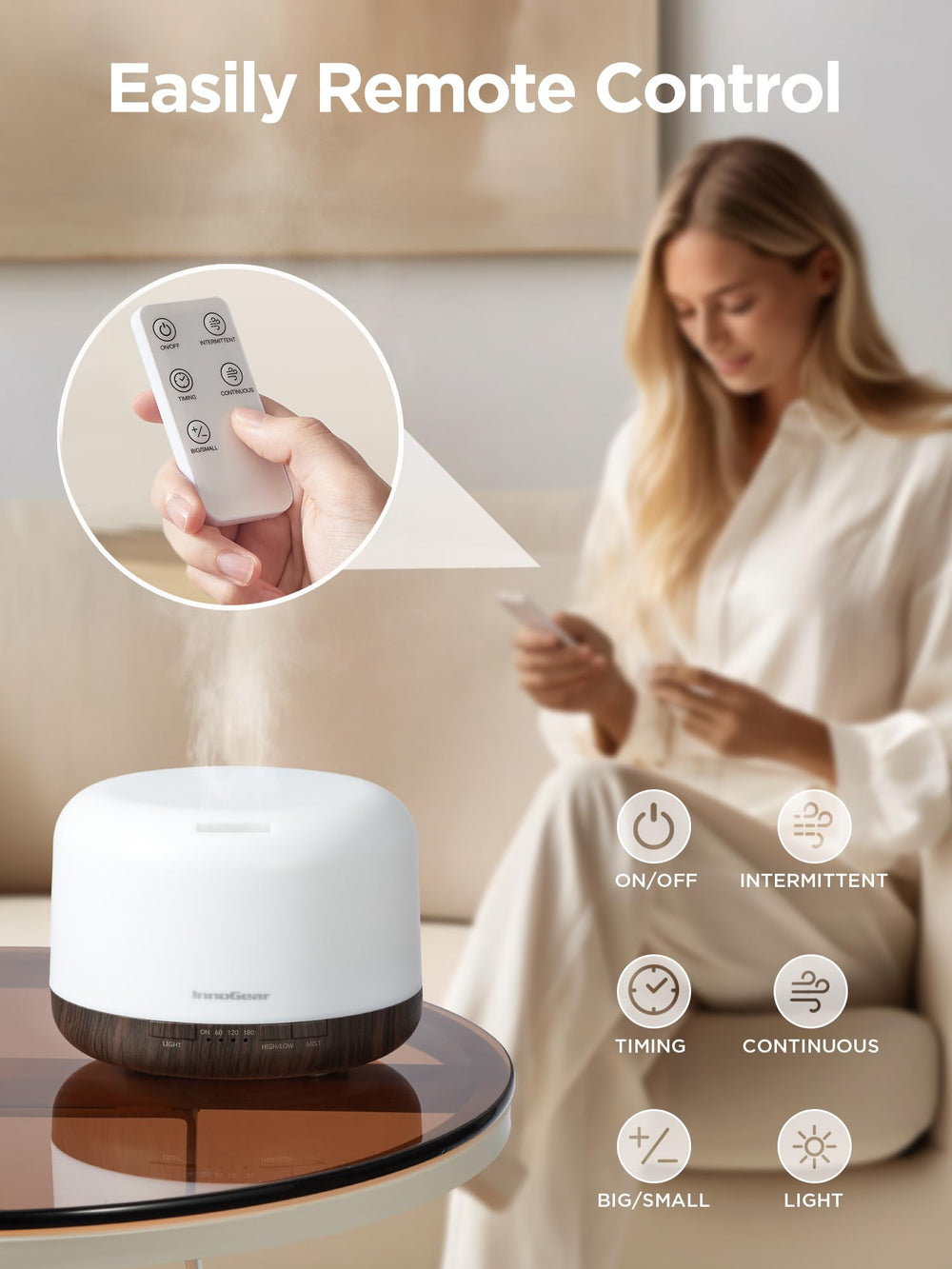 Ambient night light colors on InnoGear diffuser