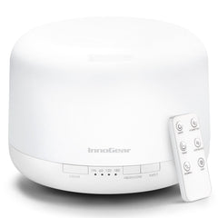 InnoGear 500ml essential oil diffuser with remote control in white, front view