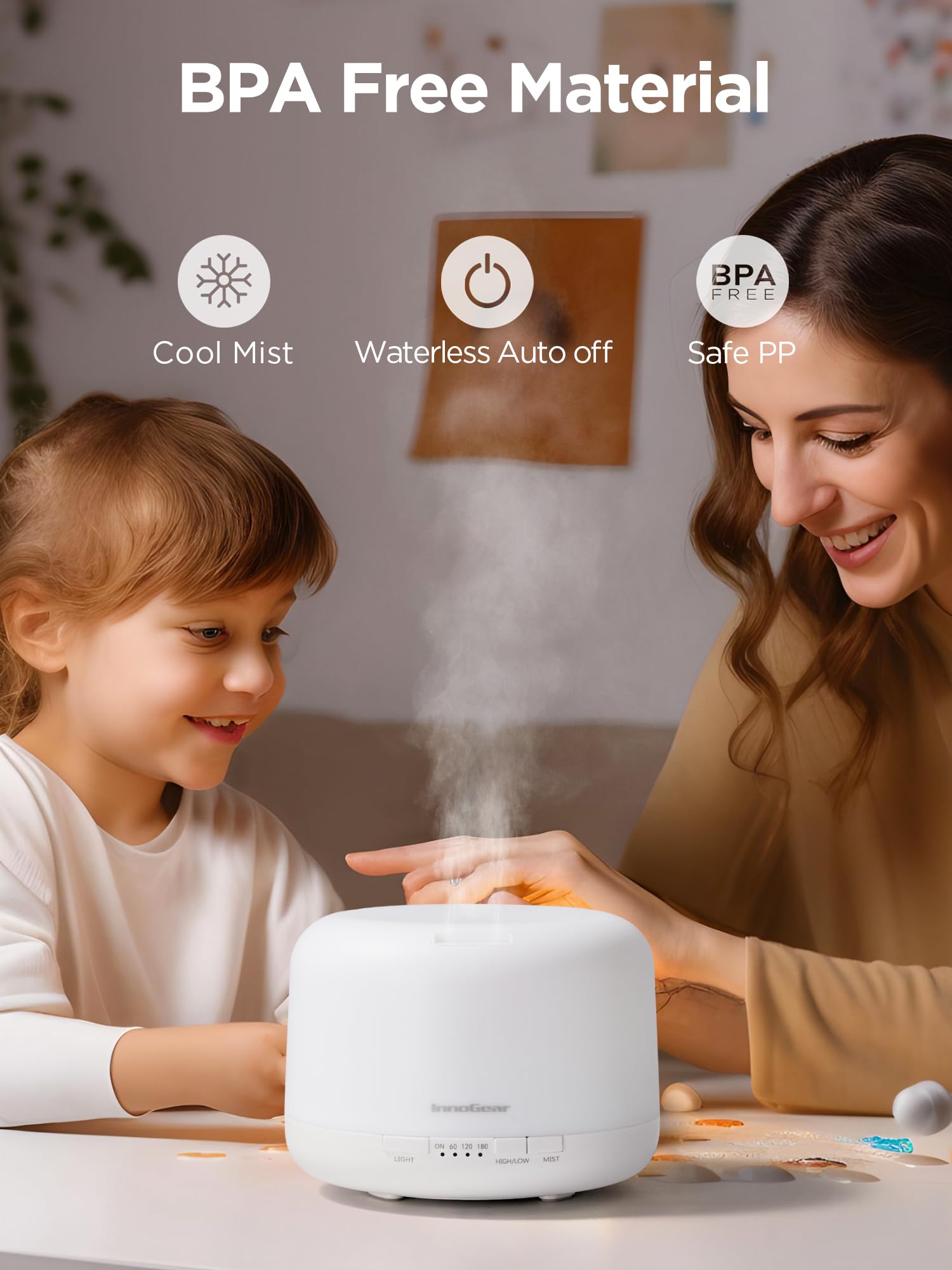 Product packaging and user manual for InnoGear diffuser in white box