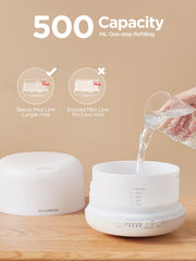 Close-up of 500ml water tank and mist outlet in white