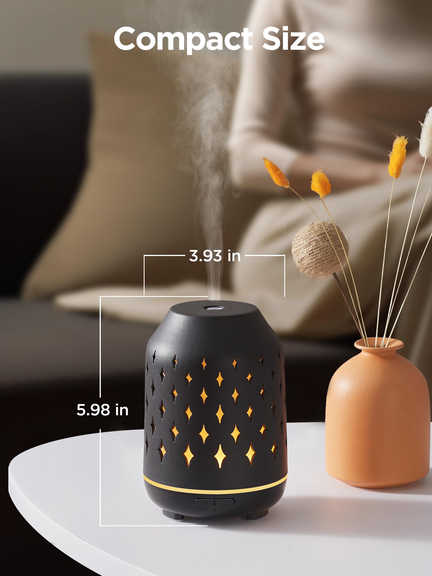 Front view of InnoGear 150ml ceramic diffuser in black