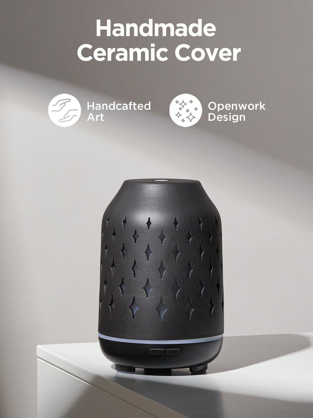 Side view of InnoGear 150ml ceramic diffuser in black