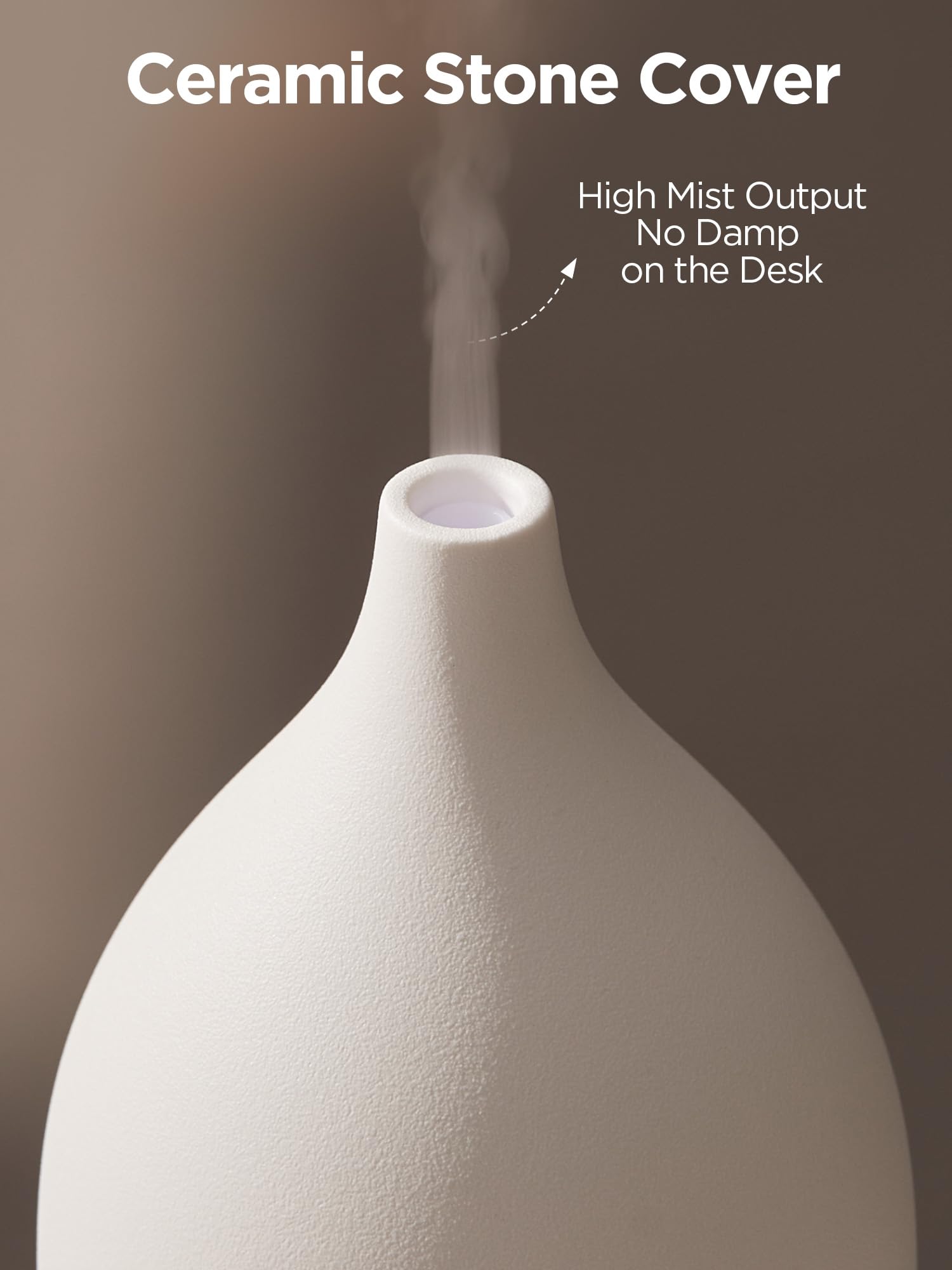 High mist output from chimney-shaped outlet