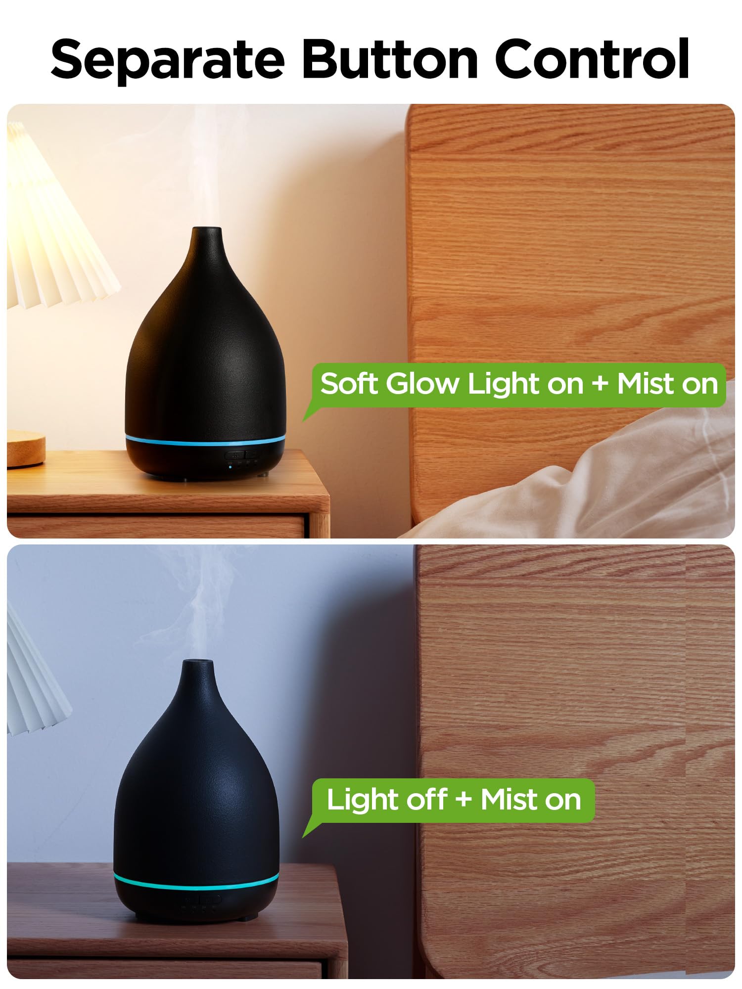 Top view showing controls and 4 timer options - black diffuser