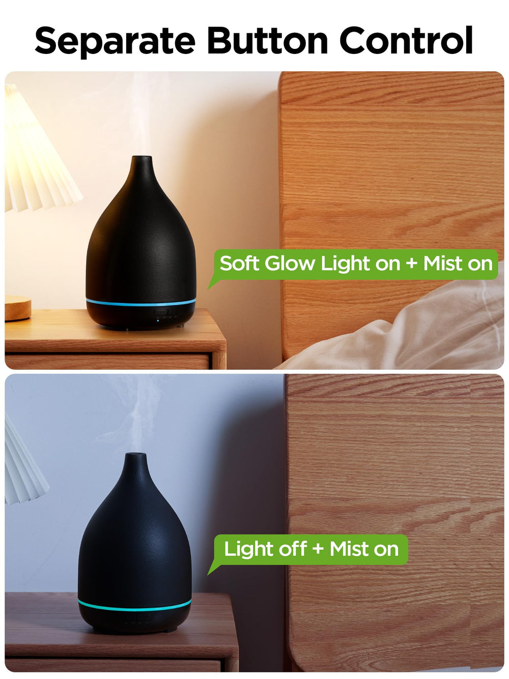 Top view showing controls and 4 timer options - black diffuser