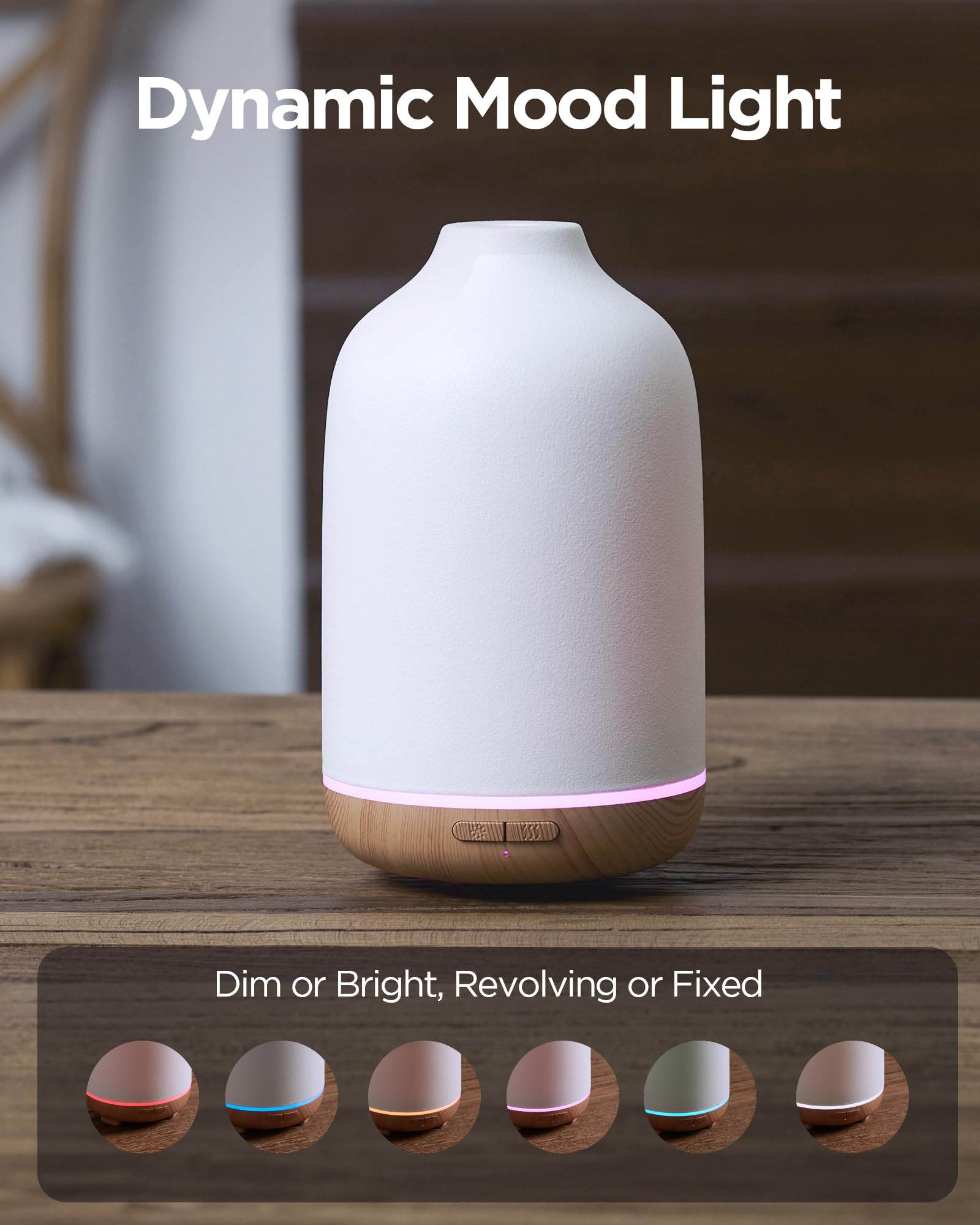 Ultra-quiet essential oil diffuser in a living room