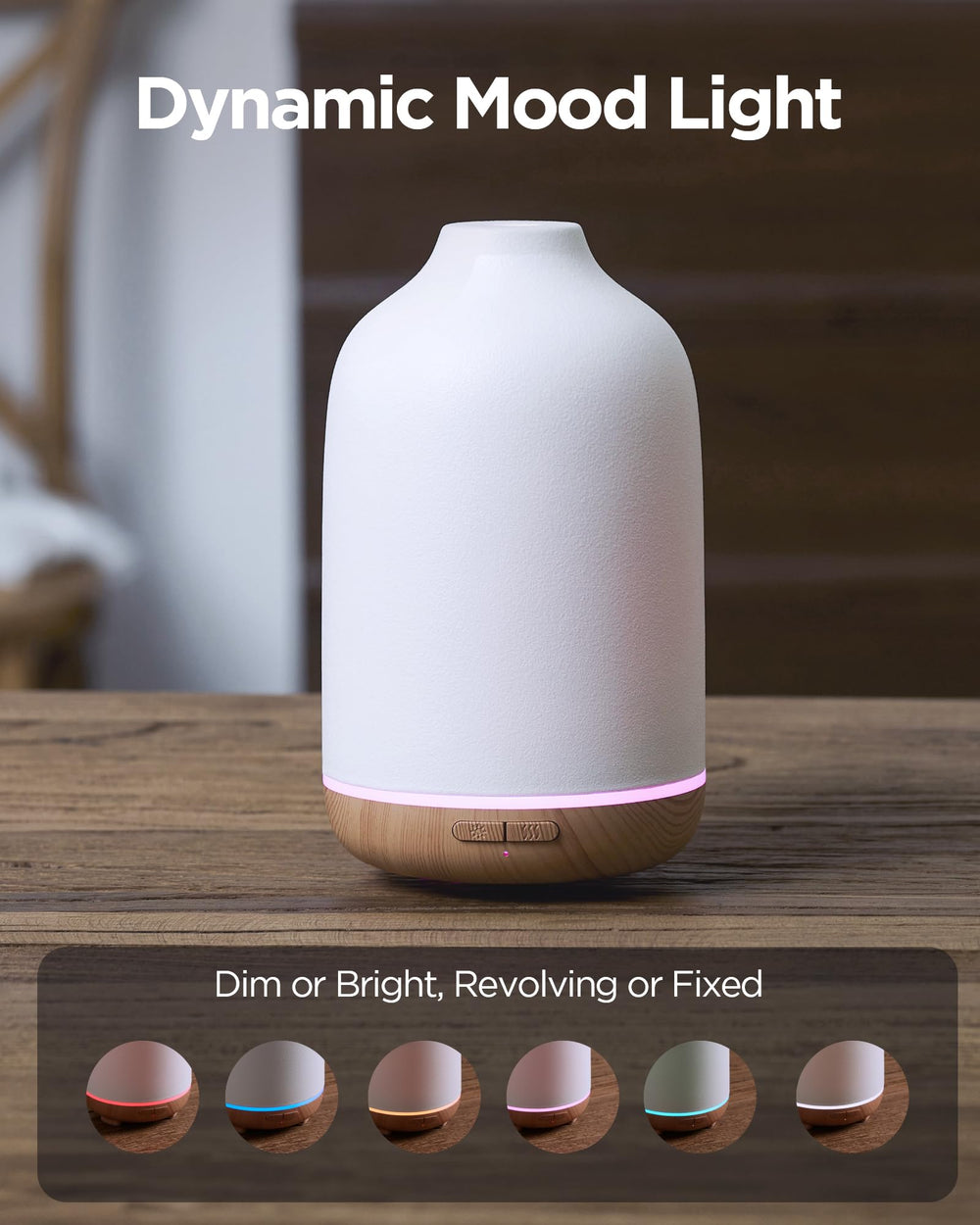 Ultra-quiet essential oil diffuser in a living room