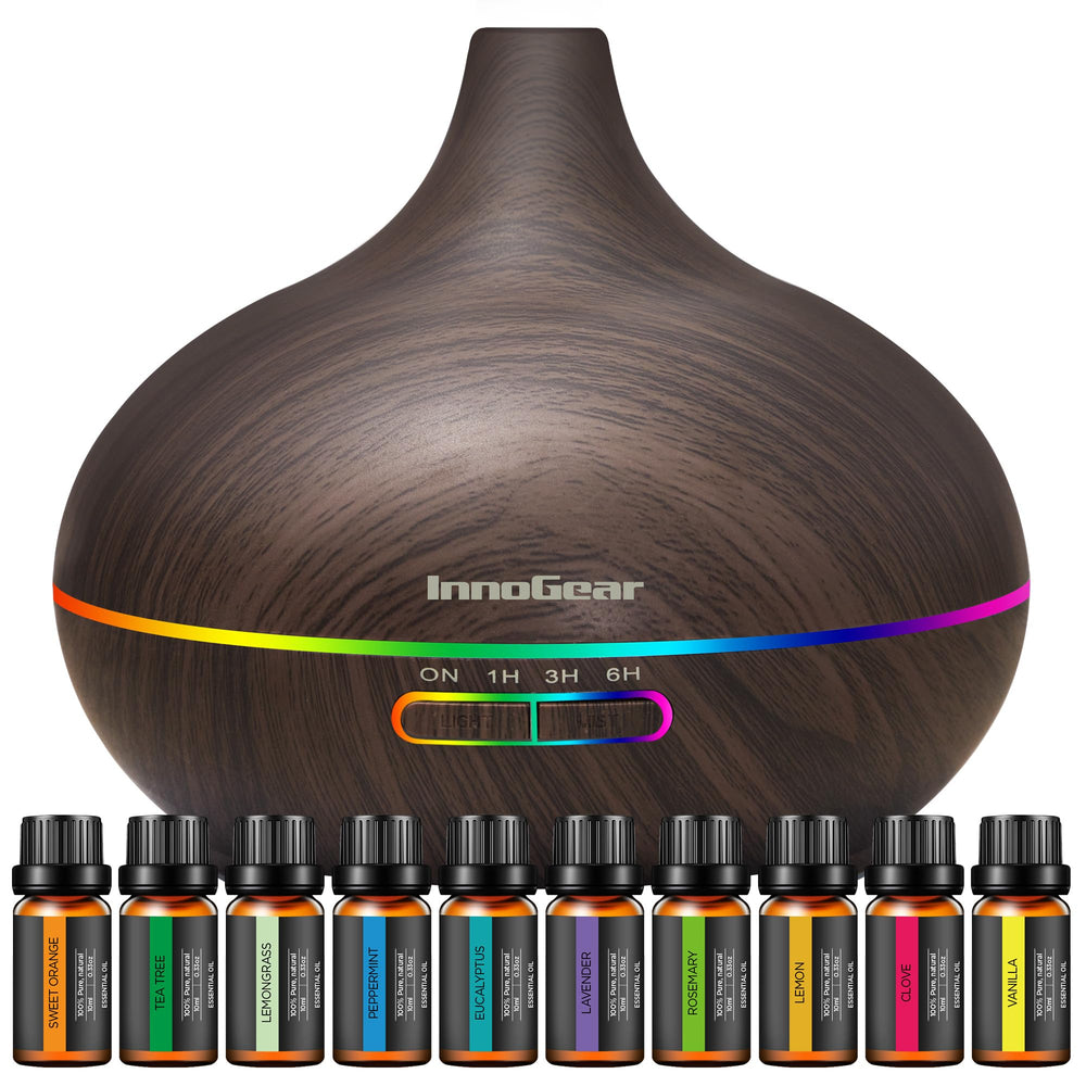 Dark wood grain InnoGear aromatherapy diffuser with 400ml tank
