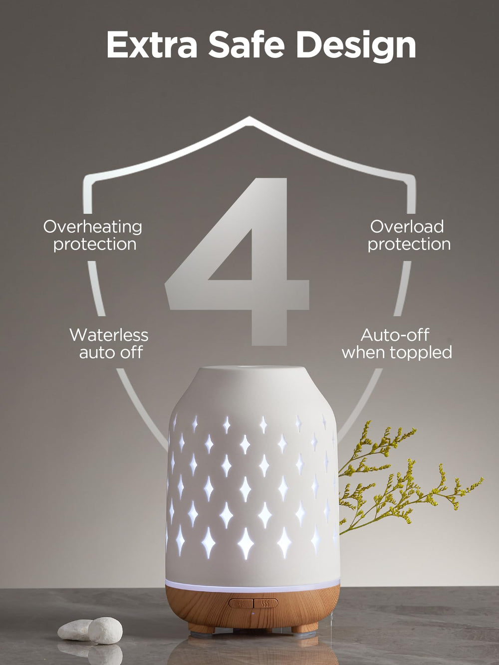 InnoGear diffuser illuminated with its 7 mood lights