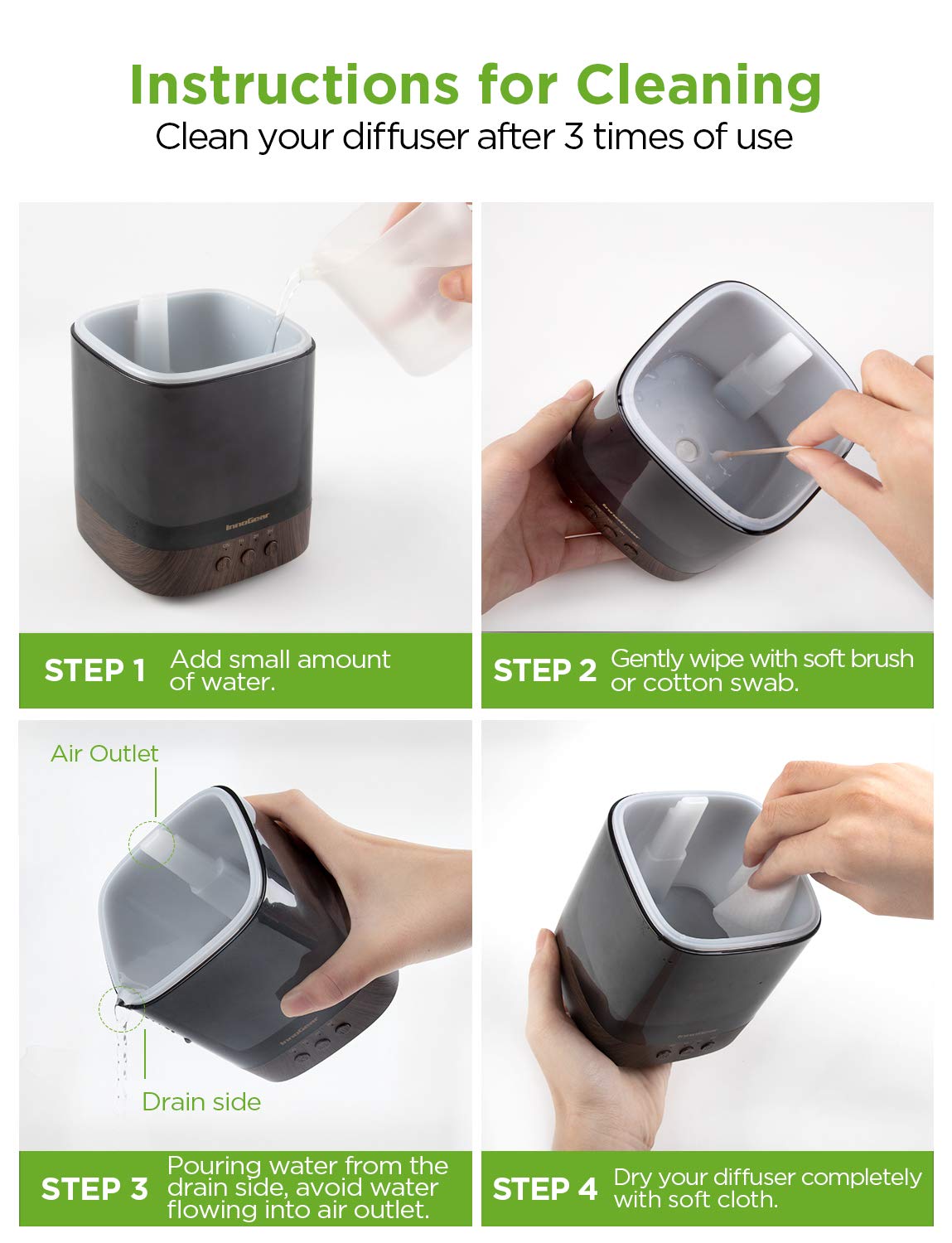 InnoGear diffuser auto-off feature shown for safety