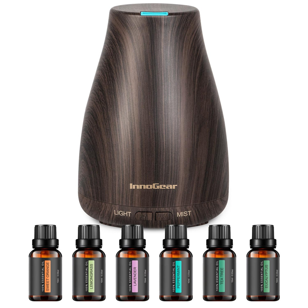 InnoGear diffuser with dark wood grain finish and 100ml capacity