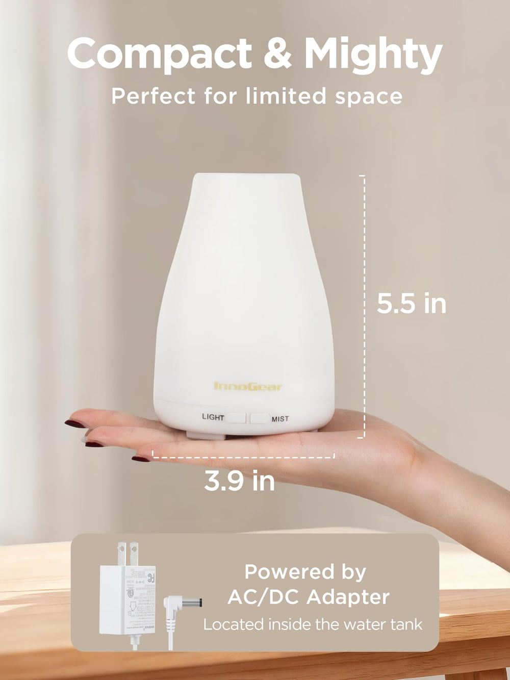 InnoGear diffuser displaying 7-color LED lighting