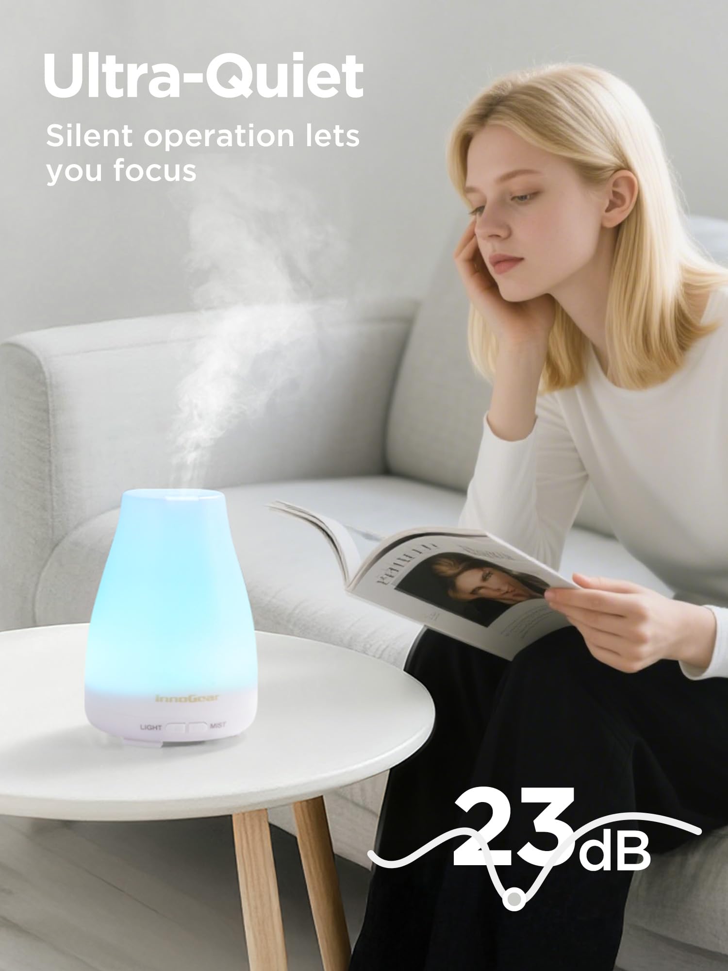 InnoGear diffuser showing intermittent and continuous mist modes