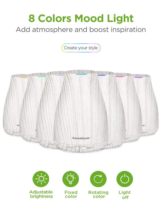 Diffuser displaying blue LED color in a room